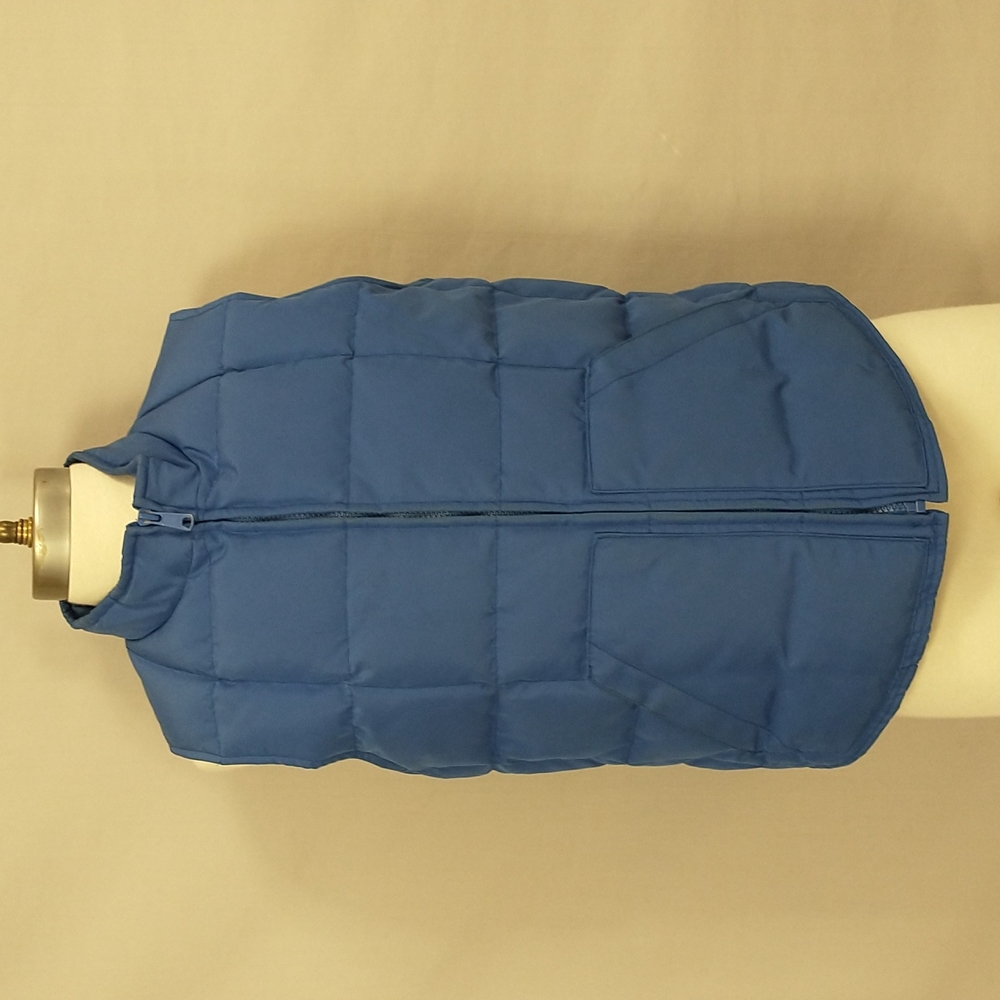Vintage GAP Insulated Vest Warm Down Fill Side Adjustable Cobalt Blue Silver Int
